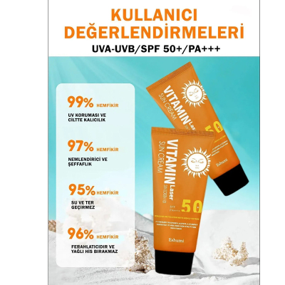 Eshumi Vitamin Laser Collagen Sunscreen SPF 50+ PA+++ 70 ml ve Eshumi Collagen Laser Sunscreen SPF50+ PA+++ 70 ML 2Li Set - 2