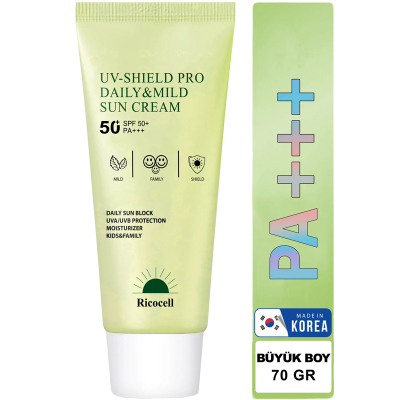 Ricocell UV Shield Pro Daily Mild Sun Cream SPF 50+ PA+++ 70 ML Yatıştırıcı Güneş Kremi - 1