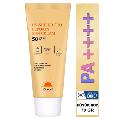 Ricocell Uv Shield Pro Leports Sun Cream SPF 50+ PA+++ 70 ML Suya Dayanıklı Güneş Kremi - 1