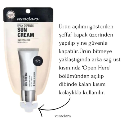 Veraclara Daily Deffence Sun Cream SPF 50 27 gr Güneş Kremi - 5